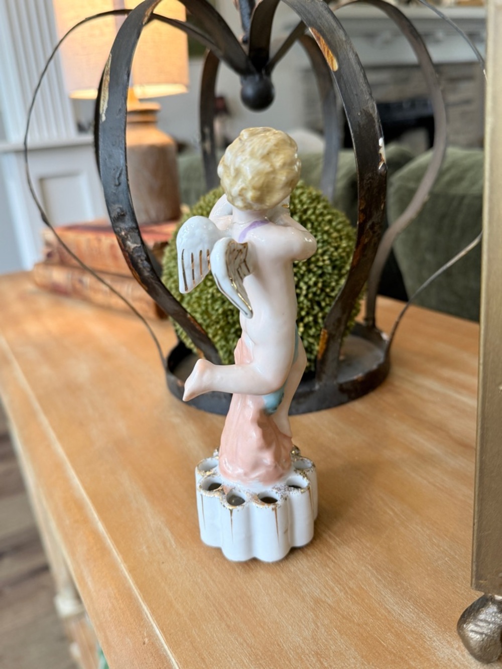 Vintage Porcelain Cherub Flower Frog - Picture 7 of 14